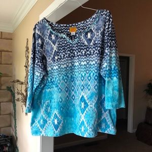 Blue Tribal Print Blouse